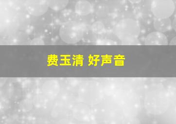 费玉清 好声音